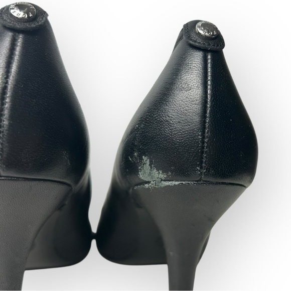 Michael Kors Dorothy Black Leather Pumps Pointed Toe High Heels 7.5 - Picture 8 of 11